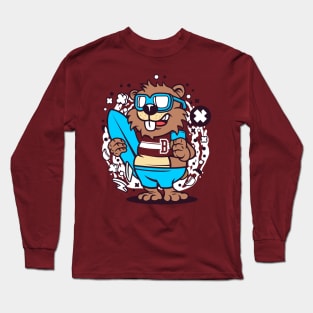 Surfing Beaver Long Sleeve T-Shirt